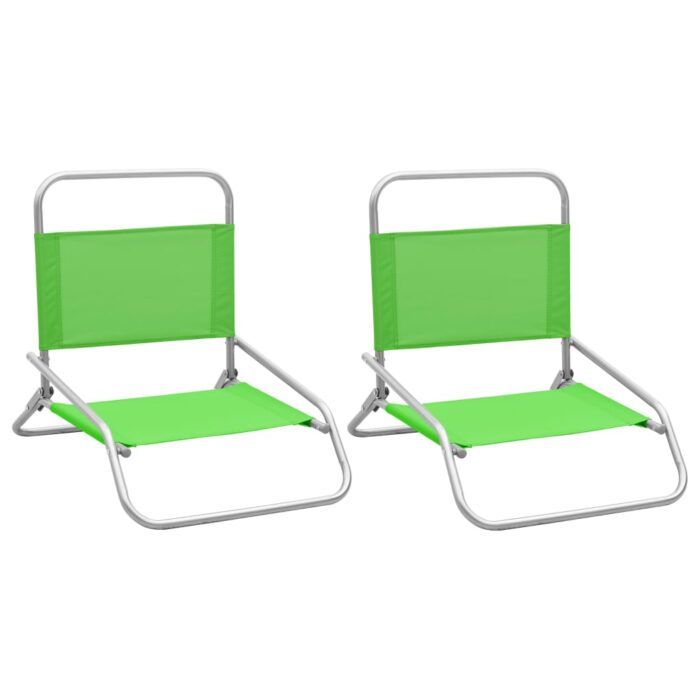 Chaises de plage pliables lot de 2 Vert Tissu – Image 1