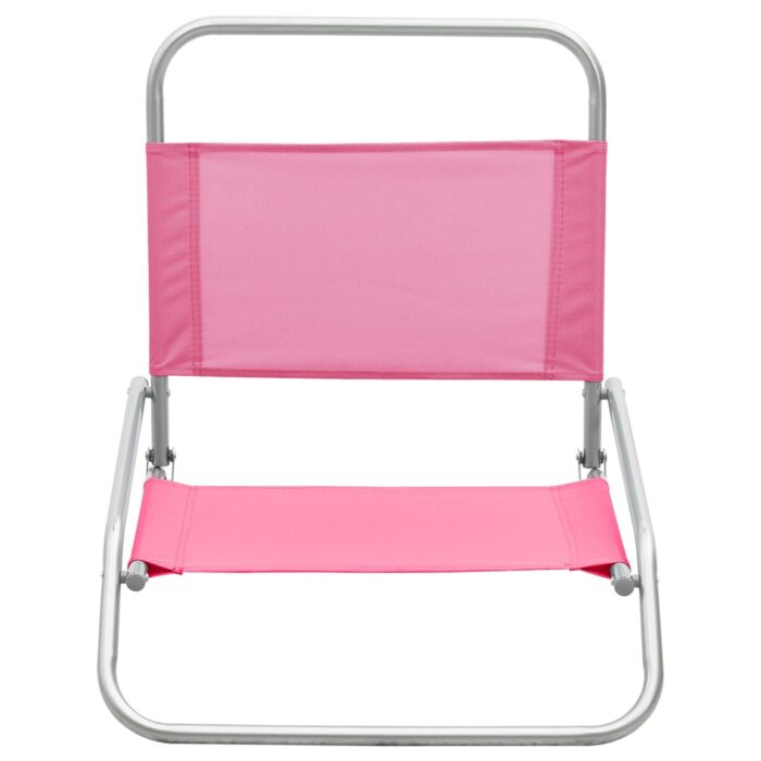 Chaises de plage pliables lot de 2 Rose Tissu – Image 2