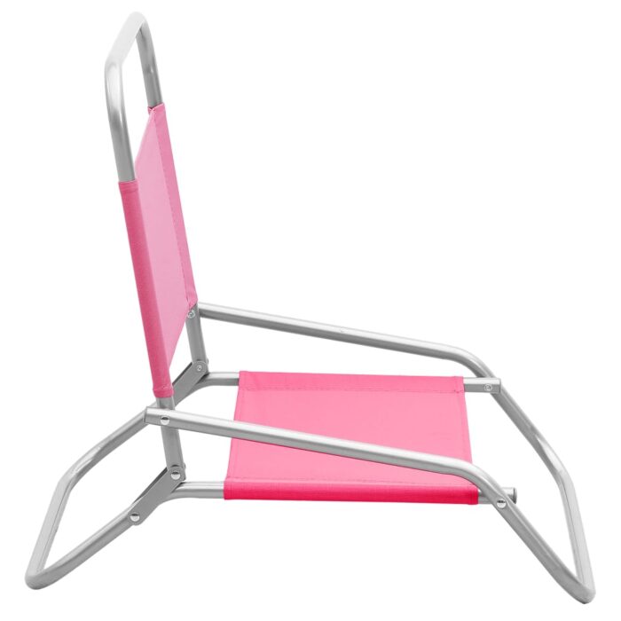 Chaises de plage pliables lot de 2 Rose Tissu – Image 4