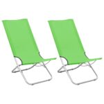 Chaises de plage pliables lot de 2 Vert Tissu