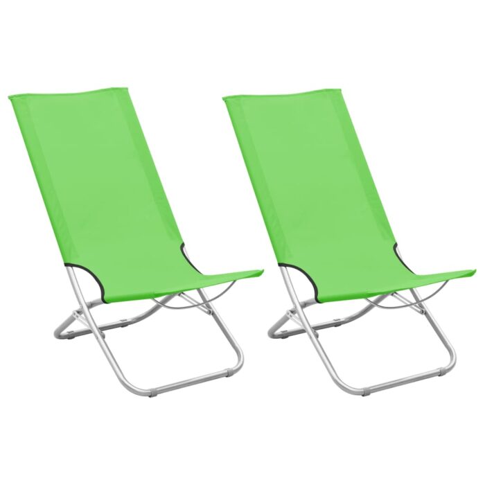 Chaises de plage pliables lot de 2 Vert Tissu – Image 1