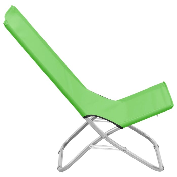 Chaises de plage pliables lot de 2 Vert Tissu – Image 3