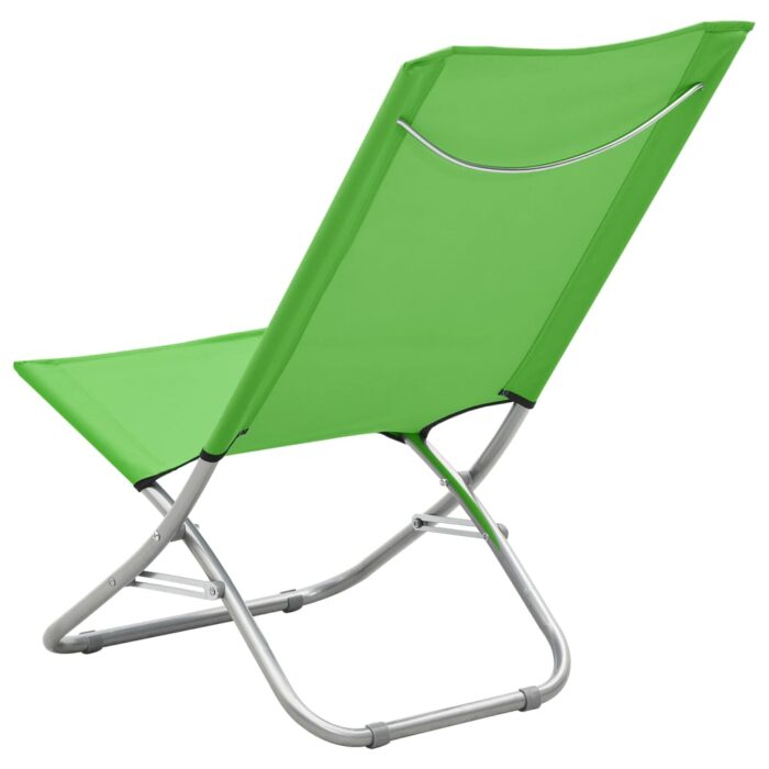 Chaises de plage pliables lot de 2 Vert Tissu – Image 4