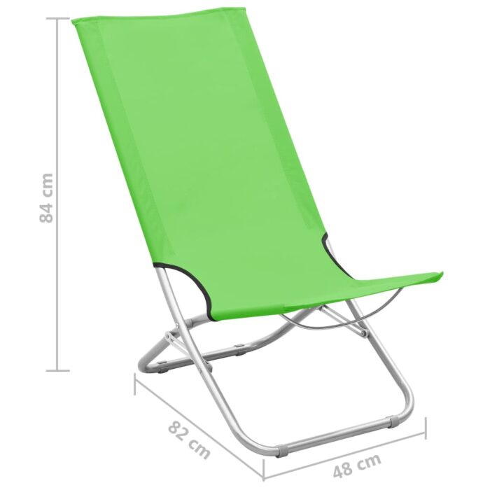 Chaises de plage pliables lot de 2 Vert Tissu – Image 7