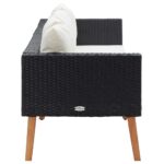 Canapé de jardin à 3 places avec coussins Résine tressée Noir – Image 2