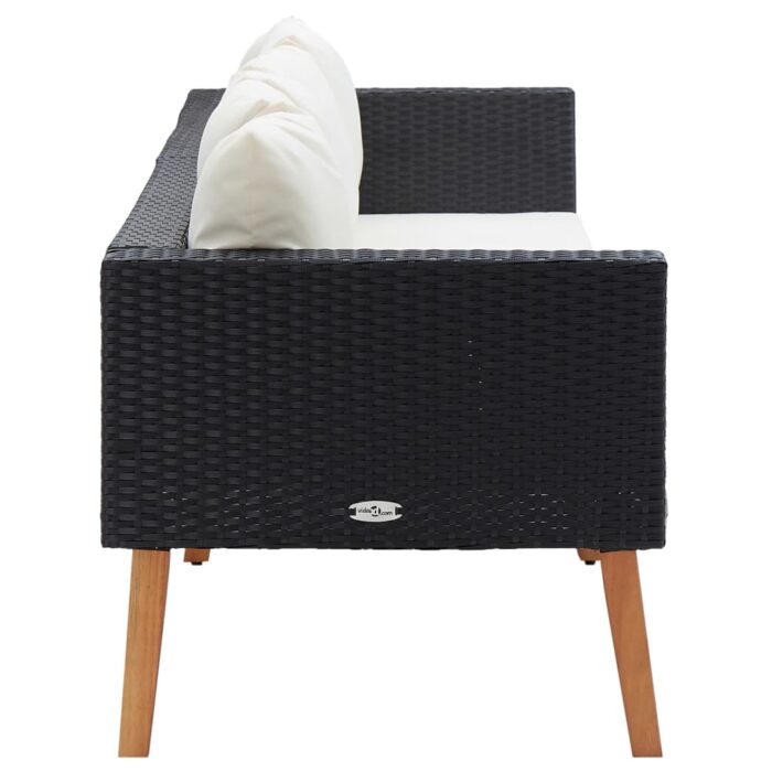 Canapé de jardin à 3 places avec coussins Résine tressée Noir – Image 2