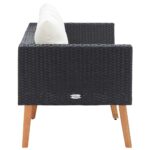 Canapé de jardin à 2 places avec coussins Résine tressée Noir – Image 2