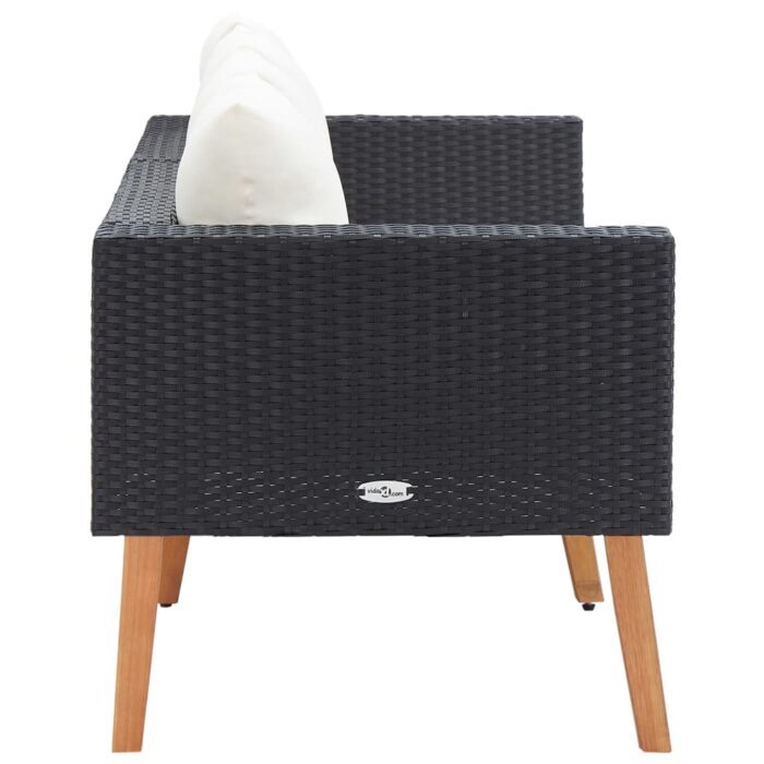 Canapé de jardin à 2 places avec coussins Résine tressée Noir – Image 2