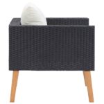 Canapé simple de jardin avec coussins Résine tressée Noir – Image 2