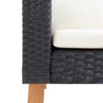 Canapé simple de jardin avec coussins Résine tressée Noir – Image 5