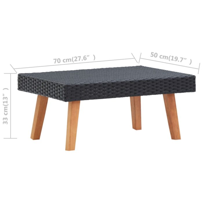 Table basse de jardin Résine tressée Noir – Image 4