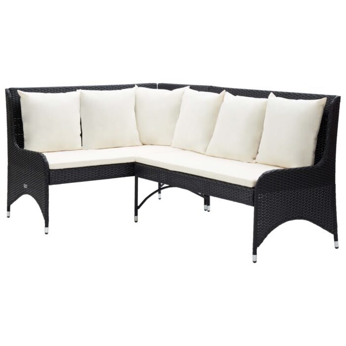 Canapés d'angle de jardin 2 pcs Résine tressée Noir – Image 1