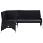 Canapés d'angle de jardin 2 pcs Résine tressée Noir – Image 2