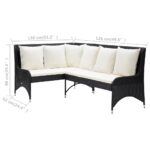 Canapés d'angle de jardin 2 pcs Résine tressée Noir – Image 5