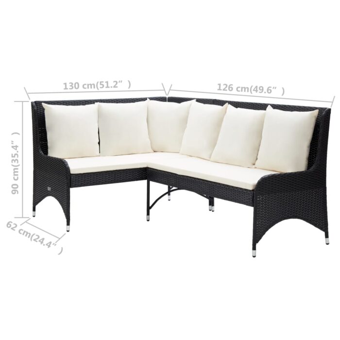 Canapés d'angle de jardin 2 pcs Résine tressée Noir – Image 5
