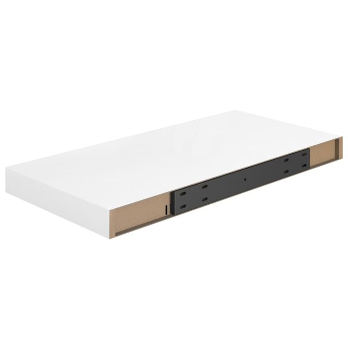 Étagère murale flottante 2 pcs Blanc brillant 50x23x3,8 cm MDF – Image 5