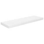 Étagère murale flottante 2 pcs Blanc brillant 80x23,5x3,8cm MDF – Image 2