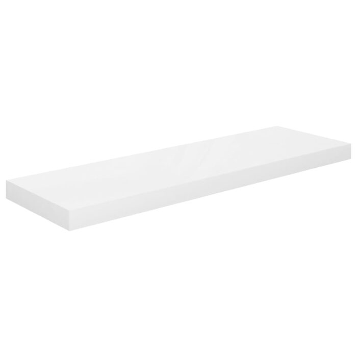 Étagère murale flottante 2 pcs Blanc brillant 80x23,5x3,8cm MDF – Image 2