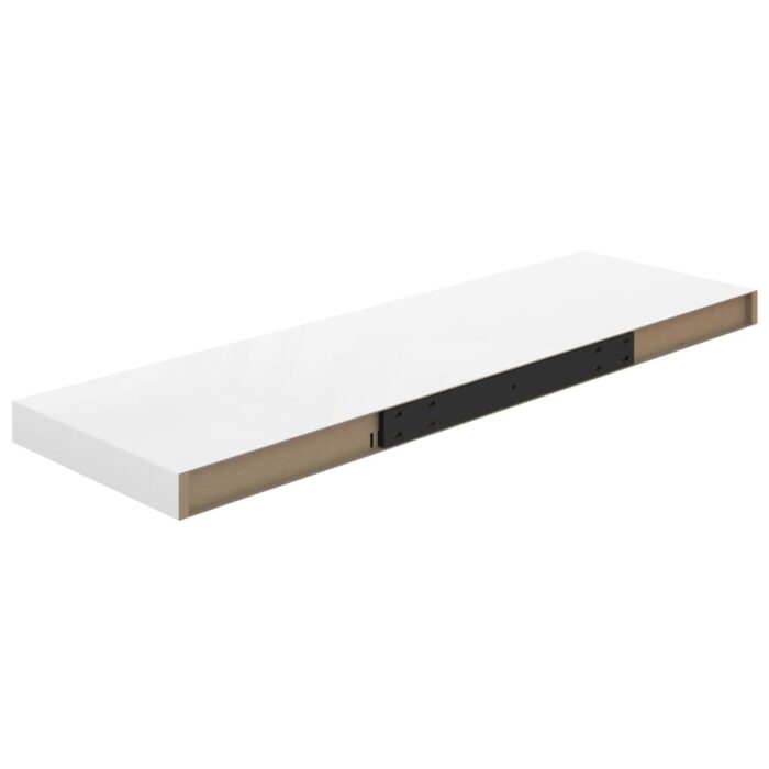 Étagère murale flottante 2 pcs Blanc brillant 80x23,5x3,8cm MDF – Image 5