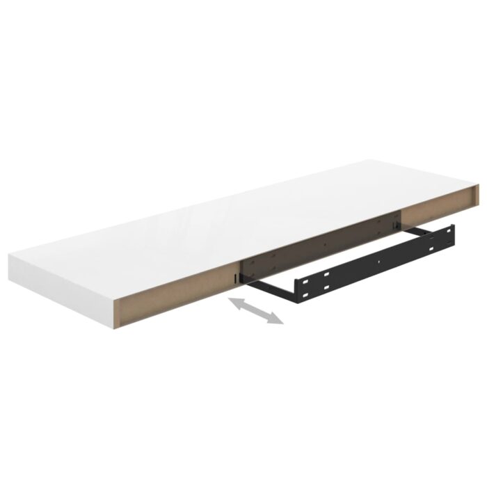 Étagère murale flottante 2 pcs Blanc brillant 80x23,5x3,8cm MDF – Image 6