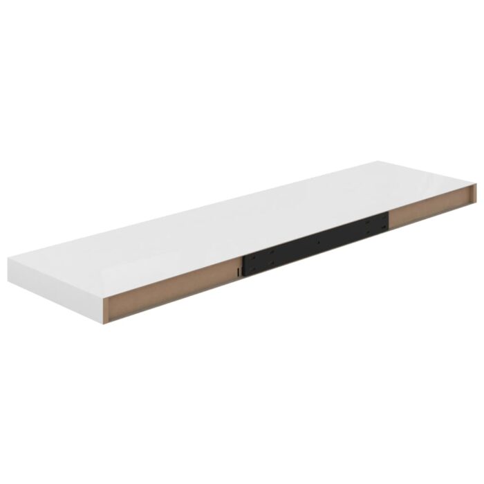 Étagère murale flottante 4 pcs Blanc brillant 90x23,5x3,8cm MDF – Image 5