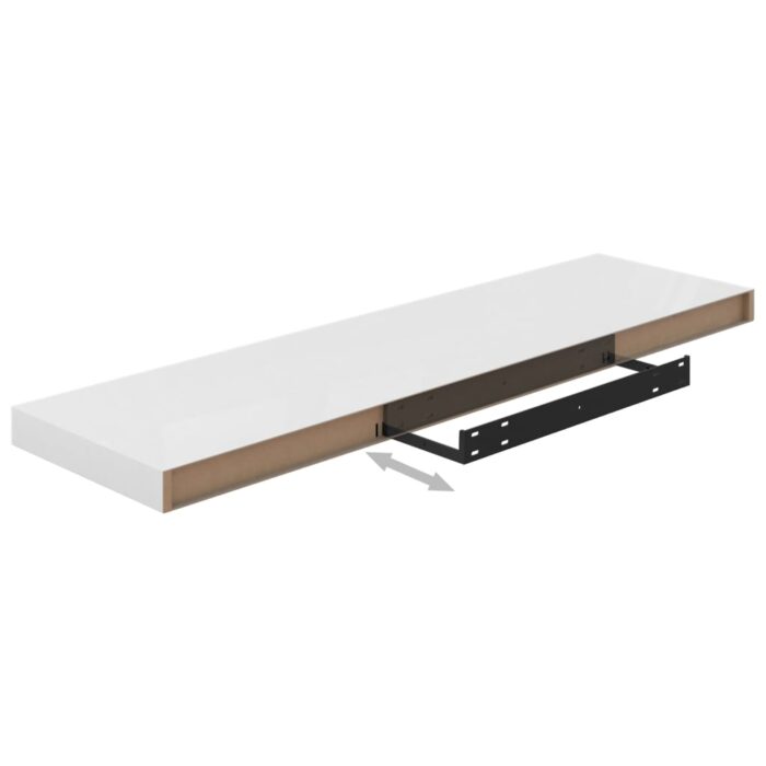Étagère murale flottante 4 pcs Blanc brillant 90x23,5x3,8cm MDF – Image 6