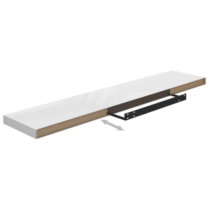 Étagère murale flottante Blanc brillant 120x23,5x3,8 cm MDF – Image 5