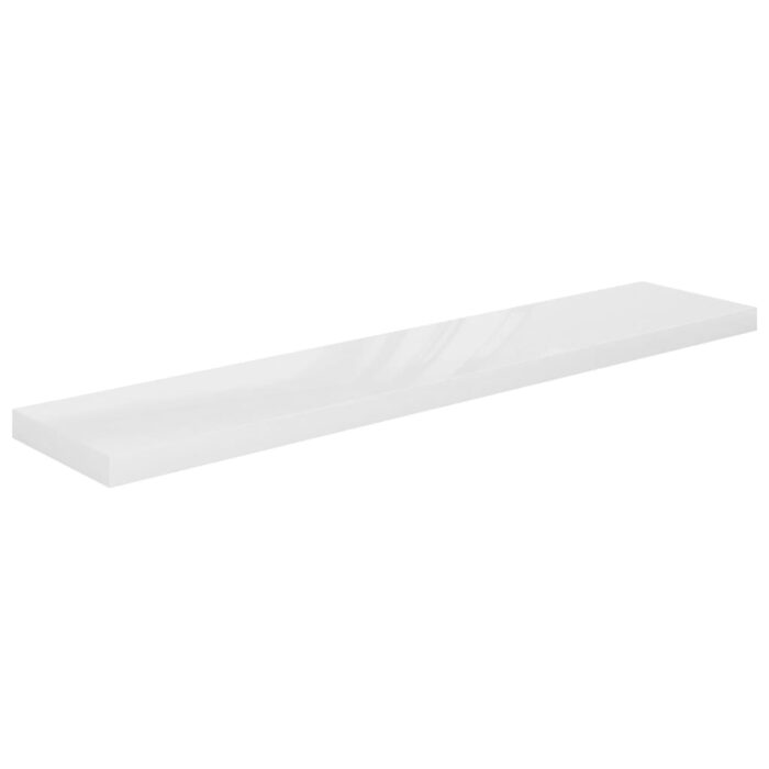 Étagère murale flottante 2pcs Blanc brillant 120x23,5x3,8cm MDF – Image 2