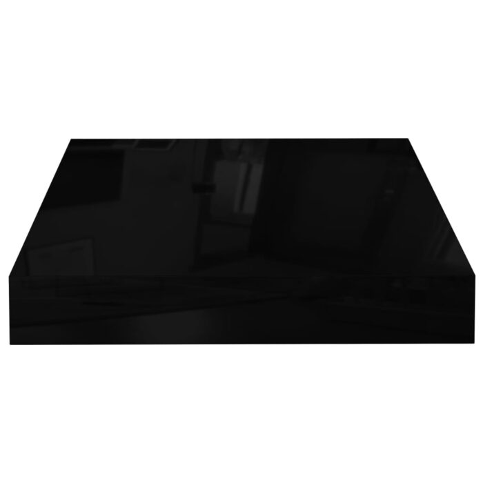 Étagère murale flottante 4 pcs Noir brillant 23x23,5x3,8 cm MDF – Image 3