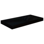 Étagère murale flottante 2 pcs Noir brillant 50x23x3,8 cm MDF – Image 2