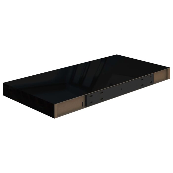 Étagère murale flottante 2 pcs Noir brillant 50x23x3,8 cm MDF – Image 5
