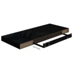 Étagère murale flottante 2 pcs Noir brillant 60x23,5x3,8 cm MDF – Image 6