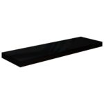 Étagère murale flottante 2 pcs Noir brillant 80x23,5x3,8 cm MDF – Image 2