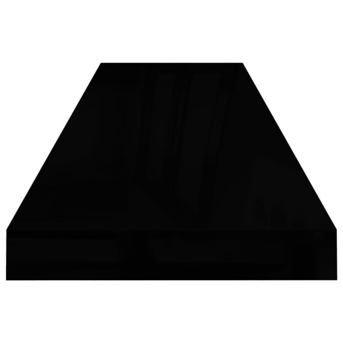 Étagère murale flottante 2 pcs Noir brillant 90x23,5x3,8 cm MDF – Image 4