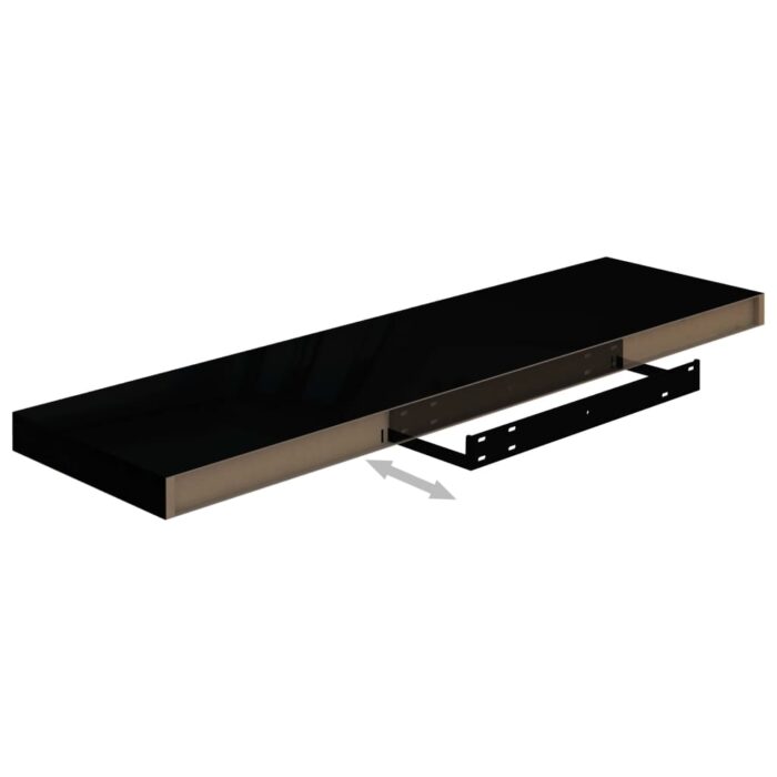 Étagère murale flottante 4 pcs Noir brillant 90x23,5x3,8 cm MDF – Image 6