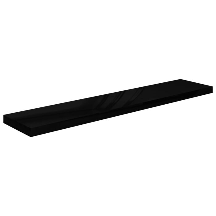 Étagère murale flottante 4 pcs Noir brillant 120x23,5x3,8cm MDF – Image 2