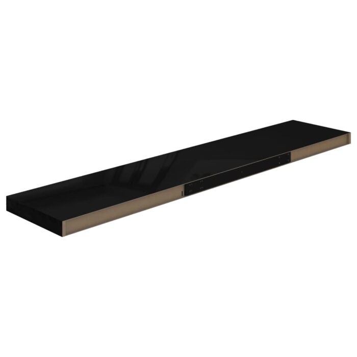 Étagère murale flottante 4 pcs Noir brillant 120x23,5x3,8cm MDF – Image 5