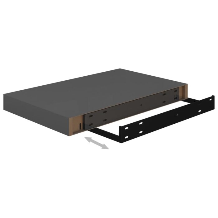 Étagère murale flottante Gris brillant 40x23x3,8 cm MDF – Image 5