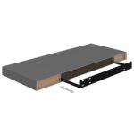 Étagère murale flottante Gris brillant 60x23,5x3,8 cm MDF – Image 5