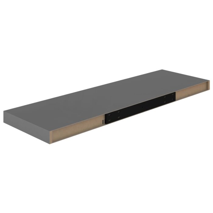 Étagère murale flottante Gris brillant 80x23,5x3,8 cm MDF – Image 4