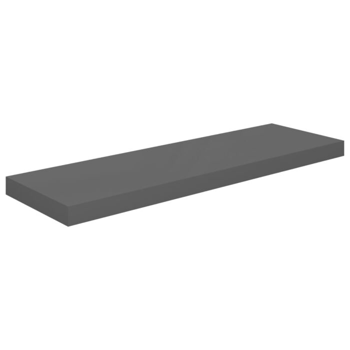 Étagère murale flottante 2 pcs Gris brillant 80x23,5x3,8 cm MDF – Image 2