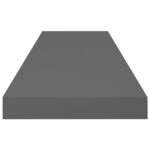 Étagère murale flottante 2 pcs Gris brillant 80x23,5x3,8 cm MDF – Image 4
