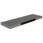 Étagère murale flottante 2 pcs Gris brillant 80x23,5x3,8 cm MDF – Image 5