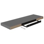 Étagère murale flottante 2 pcs Gris brillant 80x23,5x3,8 cm MDF – Image 6