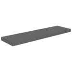Étagère murale flottante 2 pcs Gris brillant 90x23,5x3,8 cm MDF – Image 2