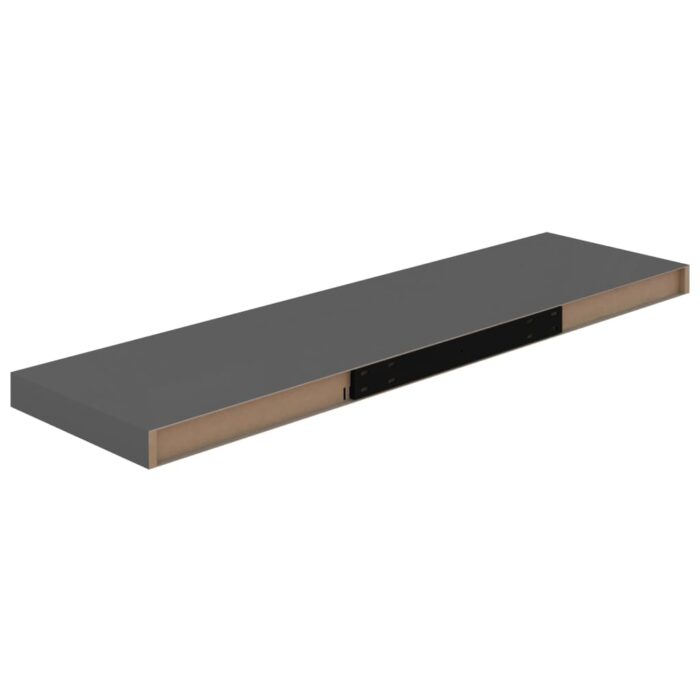 Étagère murale flottante 4 pcs Gris brillant 90x23,5x3,8 cm MDF – Image 5