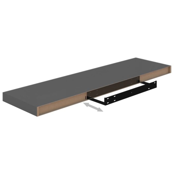 Étagère murale flottante 4 pcs Gris brillant 90x23,5x3,8 cm MDF – Image 6