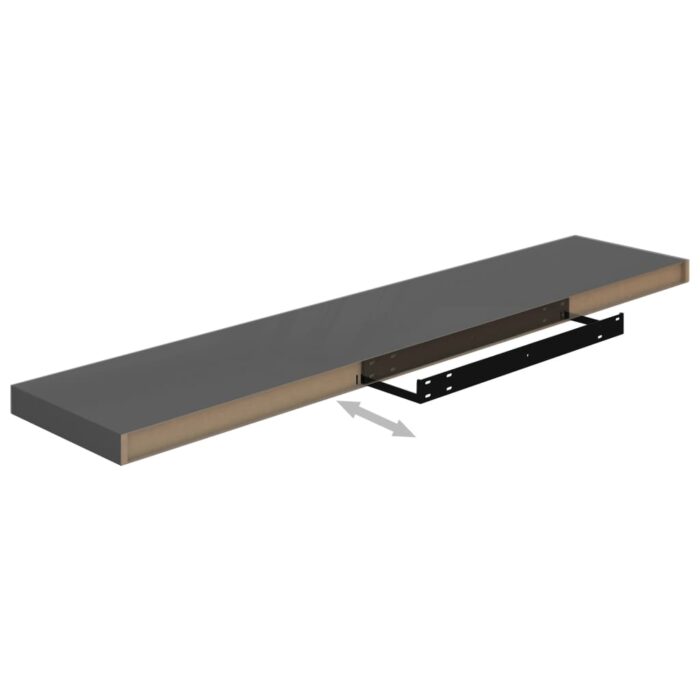Étagères murales flottantes 2 pcs gris brillant 120x23,5x3,8 cm – Image 6
