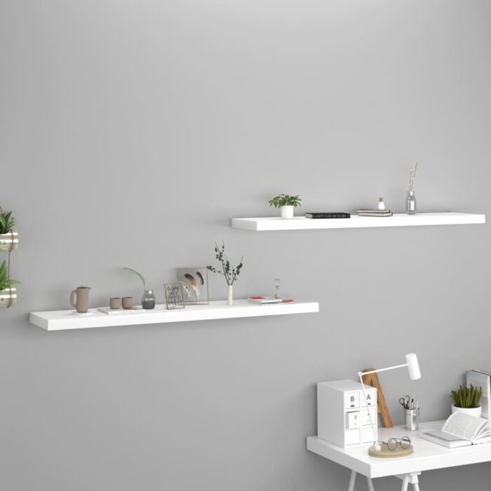 Étagères murales flottantes 2 pcs blanc 120x23,5x3,8 cm MDF – Image 1