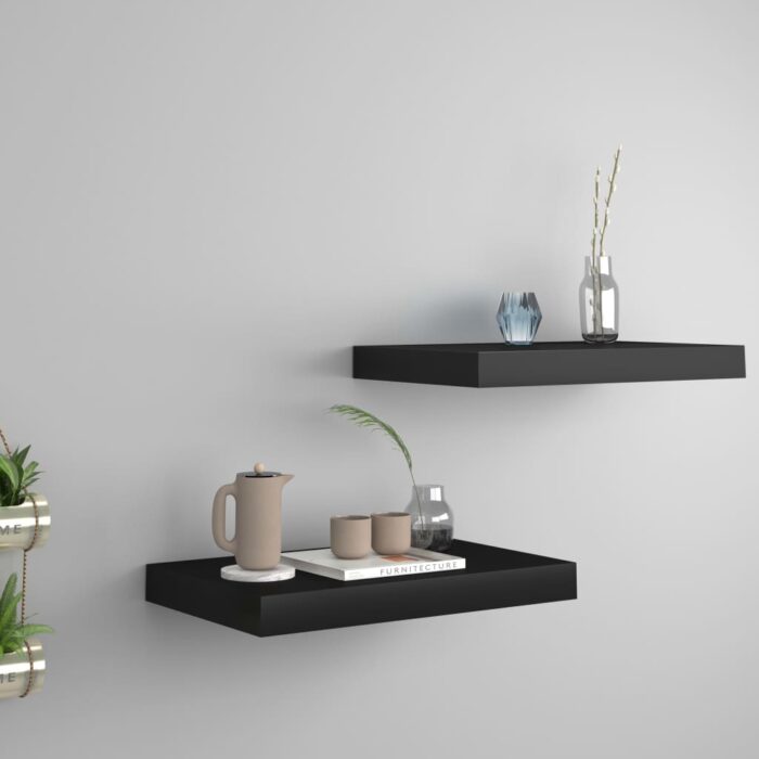 Étagères murales flottantes 2 pcs noir 40x23x3,8 cm MDF – Image 1